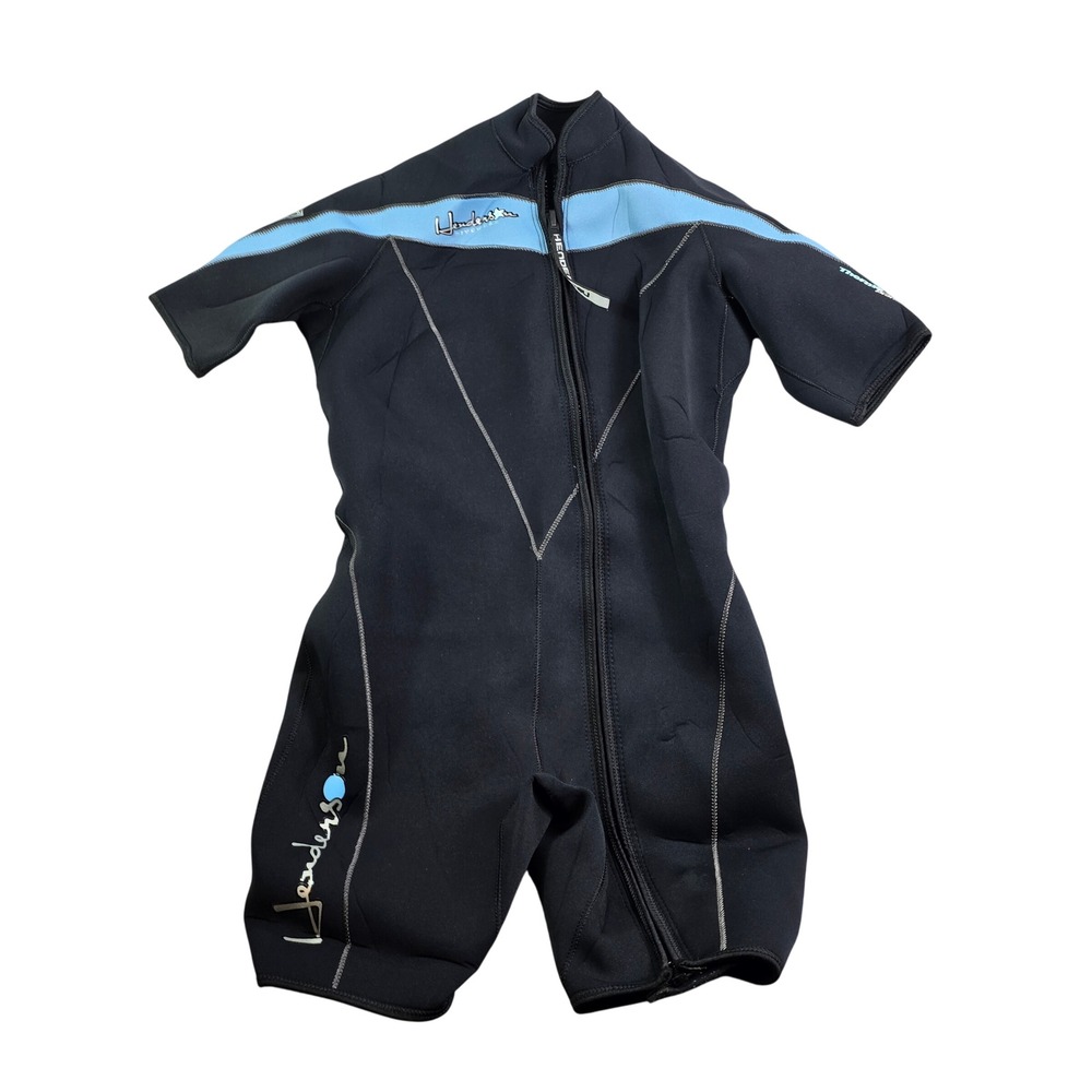 Henderson Thermoprene Wetsuit Womens 16T Black Blue 3mm Front Zip Shorty Dive